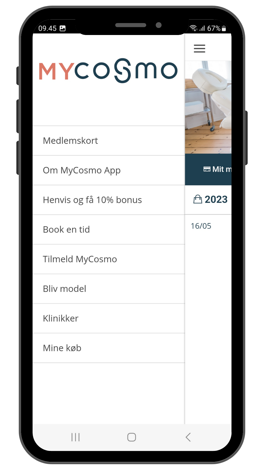 Book din laserbehandling hos Cosmo Laser via MyCosmo appen.