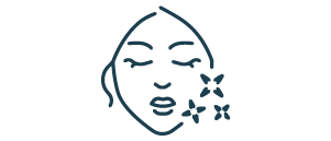 Afslappet ansigt med blomster. Botoxbehandling hos Cosmo Laser København.