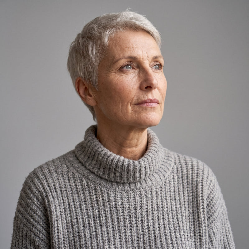 Kvinde med fine linjer paa hals og kind