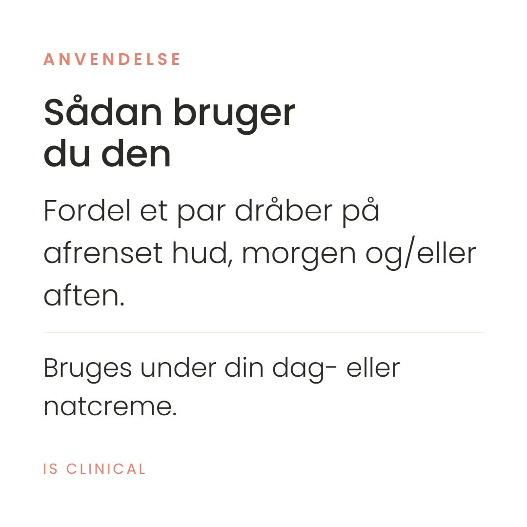 Sådan bruger du Hydra-Cool Serum fra iS Clinical. Fordel et par dråber på afrenset hud, morgen og/eller aften. Bruges under din dag- eller natcreme.